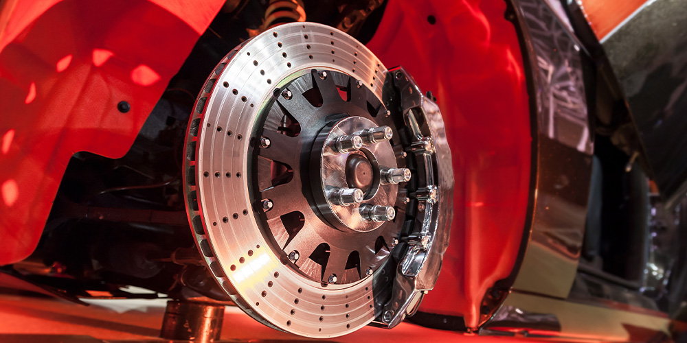 photo of red car brakes